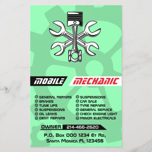 Bewerkbare Mobiele Mechanische Auto Reparatie Aang Flyer (Voorkant)