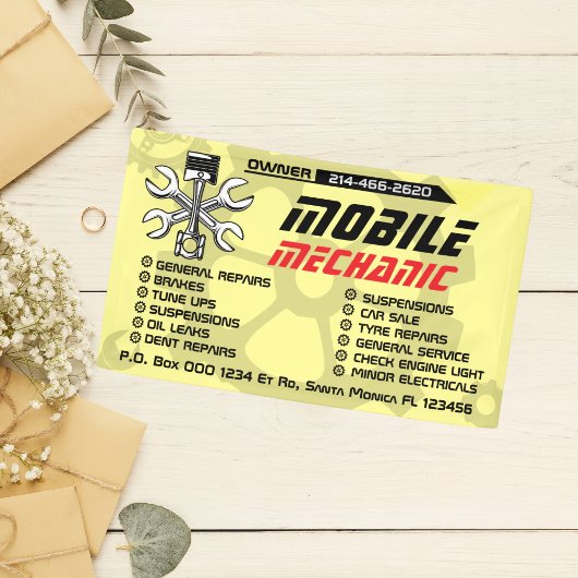 Bewerkbare Mobiele Mechanische Auto Reparatie Aang Spandoek
