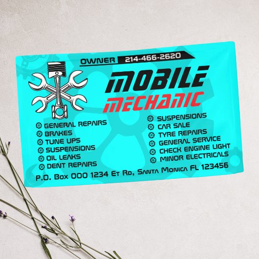 Bewerkbare mobiele monteur Auto reparatie op maat Spandoek