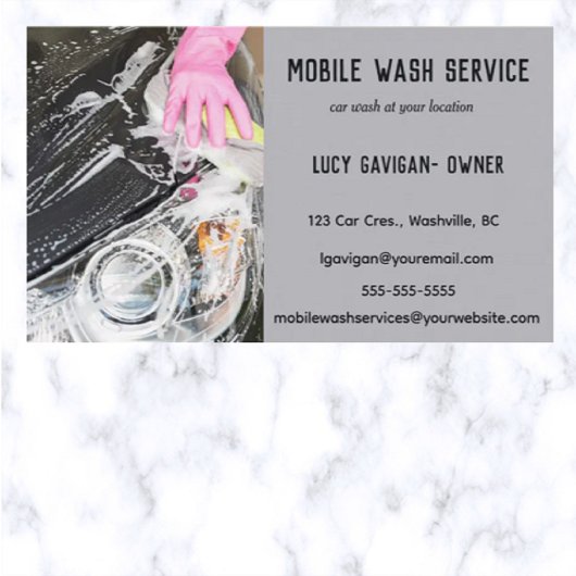 Bewerkbare Mobile Car Wash Services Visitekaartje