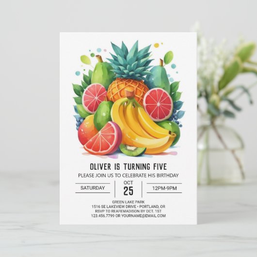 Bewerkbare moderne Apple Fruits Verjaardag Kaart (Staand voorkant)