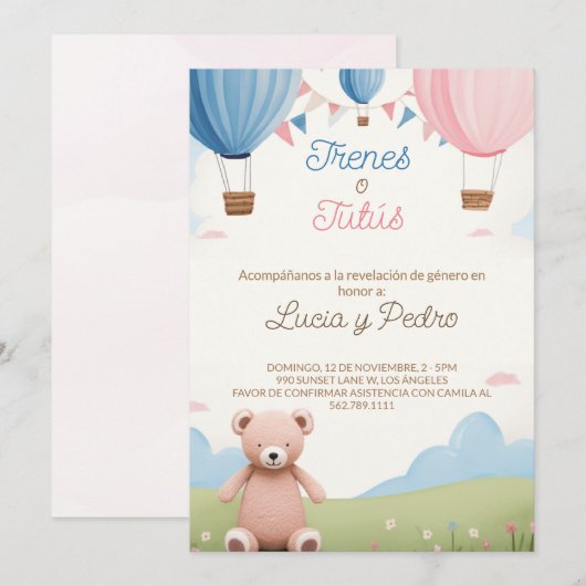 Bewerkbare moderne Boho Spaanse Geslacht onthullen Kaart (Voorkant / Achterkant)