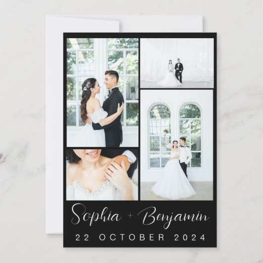 bewerkbare moderne bruiloft Nodig Kaart Fotocollag (Achterkant)