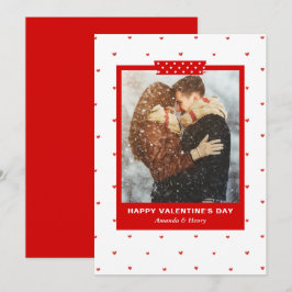 Bewerkbare Moderne Eenvoudige Harten Foto Valentij Feestdagenkaart