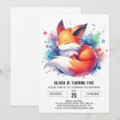 Bewerkbare moderne Fox verjaardag Kaart (Voorkant / Achterkant)