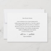 Bewerkbare moderne minimalistische trouwfoto bedankkaart (Achterkant)