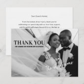 Bewerkbare moderne minimalistische trouwfoto bedankkaart (Voorkant / Achterkant)