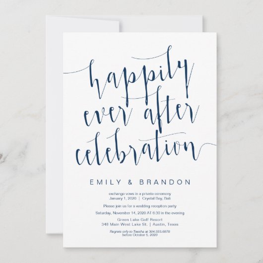 Bewerkbare moderne Navy Blue-lettertype, huwelijks Kaart (Voorkant)