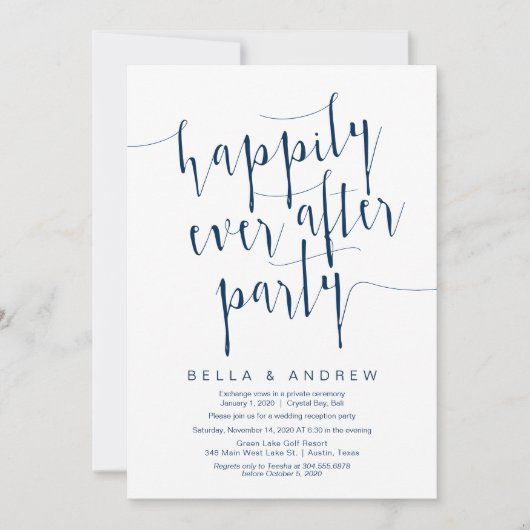 Bewerkbare moderne Navy Blue-lettertype, trouwvluc Kaart (Voorkant)