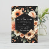 Bewerkbare moderne perzik bruiloft save the date (Staand voorkant)