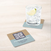 Bewerkbare moderne QR-code sjabloon | Gedempte kle Kartonnen Onderzetters (Insitu)