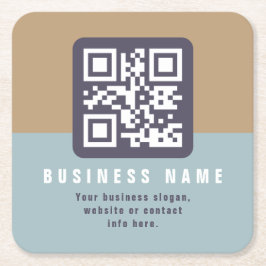 Bewerkbare moderne QR-code sjabloon | Gedempte kle Kartonnen Onderzetters