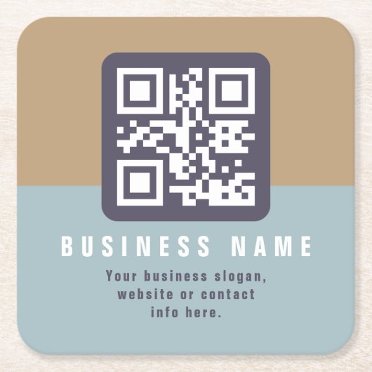 Bewerkbare moderne QR-code sjabloon | Gedempte kle Kartonnen Onderzetters (Voorkant)