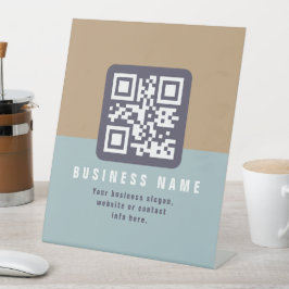Bewerkbare moderne QR-code sjabloon | Gedempte kle Reclamebord Met Voetstuk