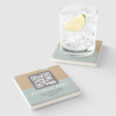 Bewerkbare moderne QR-code sjabloon | Gedempte kle Stenen Onderzetter (Zijkant)
