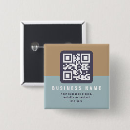 Bewerkbare moderne QR-code sjabloon | Gedempte kle Vierkante Button 5,1 Cm