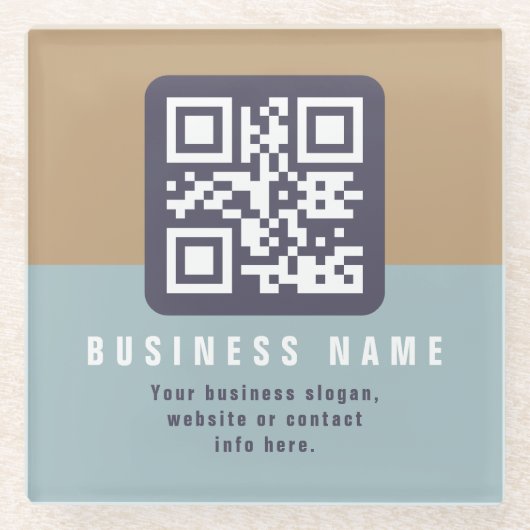 Bewerkbare moderne QR-code Sjabloon | Kleuren gede Glazen Onderzetter (Voorkant)
