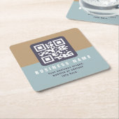 Bewerkbare moderne QR-code Sjabloon | Kleuren gede Kartonnen Onderzetters (Schuin)