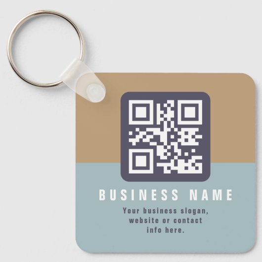 Bewerkbare moderne QR-code Sjabloon | Kleuren gede Sleutelhanger (Voorkant)
