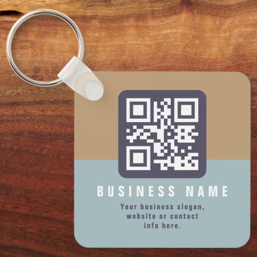 Bewerkbare moderne QR-code Sjabloon | Kleuren gede Sleutelhanger (Voorkant)