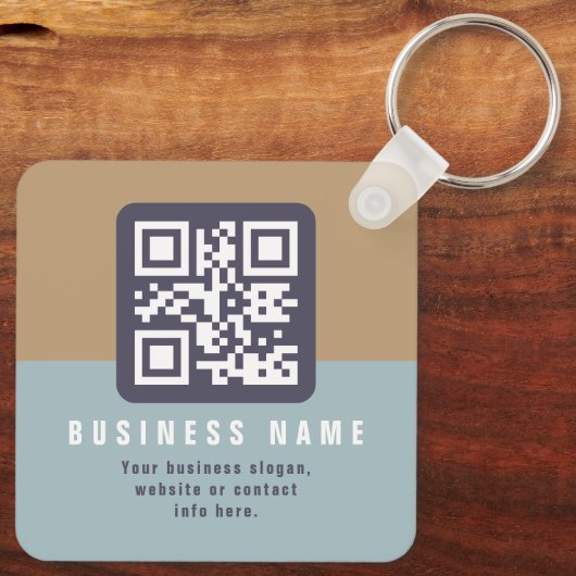 Bewerkbare moderne QR-code Sjabloon | Kleuren gede Sleutelhanger (Achterkant)