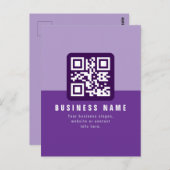 Bewerkbare moderne QR-code Sjabloon | Paars Briefkaart (Voorkant / Achterkant)
