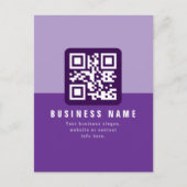 Bewerkbare moderne QR-code Sjabloon | Paars Briefkaart (Voorkant)