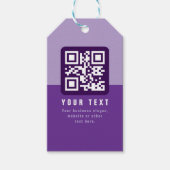 Bewerkbare moderne QR-code Sjabloon | Paars Cadeaulabel (Voorkant)