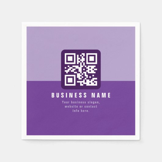 Bewerkbare moderne QR-code Sjabloon | Paars Servet (Voorkant)