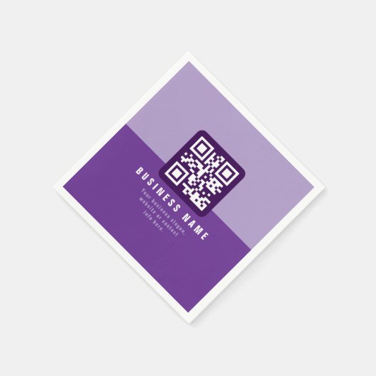 Bewerkbare moderne QR-code Sjabloon | Paars Servet (Hoek)