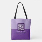 Bewerkbare moderne QR-code Sjabloon | Paars Tote Bag (Achterkant)