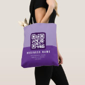 Bewerkbare moderne QR-code Sjabloon | Paars Tote Bag (Dichtbij)