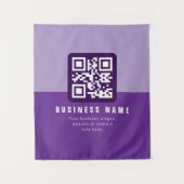 Bewerkbare moderne QR-code Sjabloon | Paars Wandkleed (Voorkant)