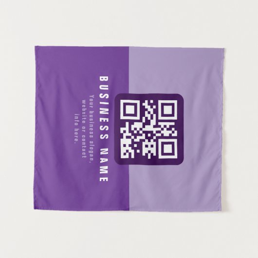 Bewerkbare moderne QR-code Sjabloon | Paars Wandkleed (Voorkant (horizontaal))