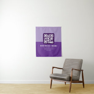 Bewerkbare moderne QR-code Sjabloon   Paars Wandkleed