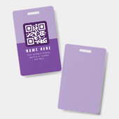 Bewerkbare moderne QR-code sjabloon | Paarsen Badge (Voor- en achterkant)