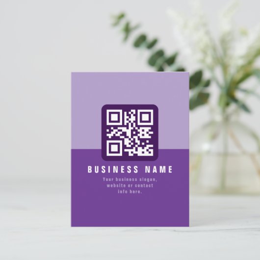 Bewerkbare moderne QR-code sjabloon | Paarsen Briefkaart (Staand voorkant)