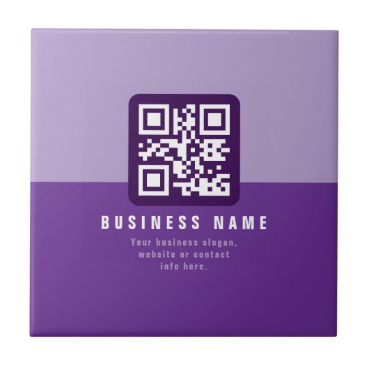 Bewerkbare moderne QR-code sjabloon | Paarsen Tegeltje (Voorkant)