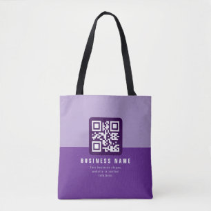 Bewerkbare moderne QR-code sjabloon Paarsen Tote Bag