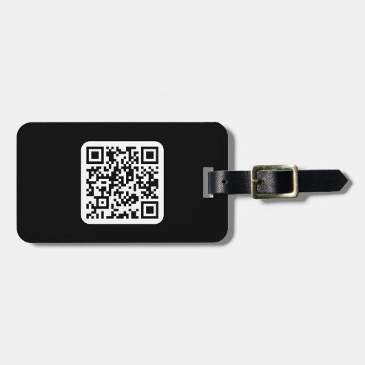 Bewerkbare moderne QR-code | Zwart wit of elke kle Bagagelabel (Voorkant horizontaal)