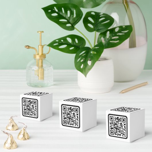 Bewerkbare moderne QR-code | Zwart Wit of elke kle Bedankdoosjes (Meervoudige)