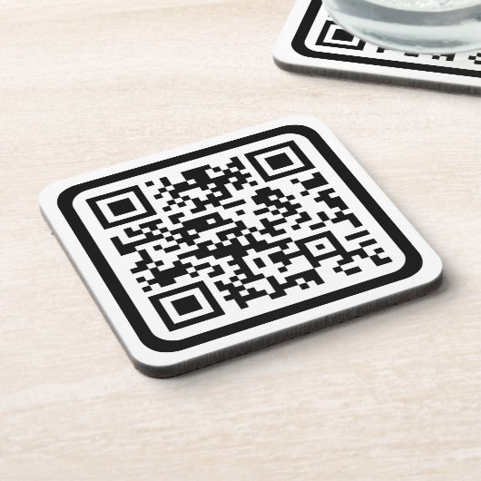 Bewerkbare moderne QR-code | Zwart wit of elke kle Bier Onderzetter (Linkerzijde)