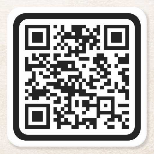 Bewerkbare moderne QR-code | Zwart wit of elke kle Kartonnen Onderzetters (Voorkant)