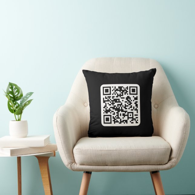Bewerkbare moderne QR-code | Zwart wit of elke kle Kussen (Stoel)