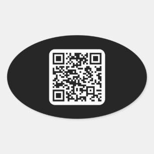 Bewerkbare moderne QR-code   Zwart wit of elke kle Ovale Sticker