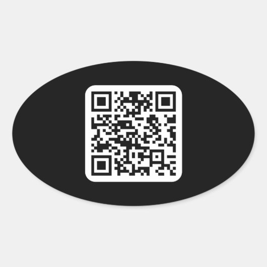 Bewerkbare moderne QR-code | Zwart wit of elke kle Ovale Sticker (Voorkant)