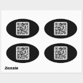 Bewerkbare moderne QR-code | Zwart wit of elke kle Ovale Sticker (Vel)