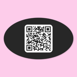 Bewerkbare moderne QR-code   Zwart wit of elke kle Ovale Sticker