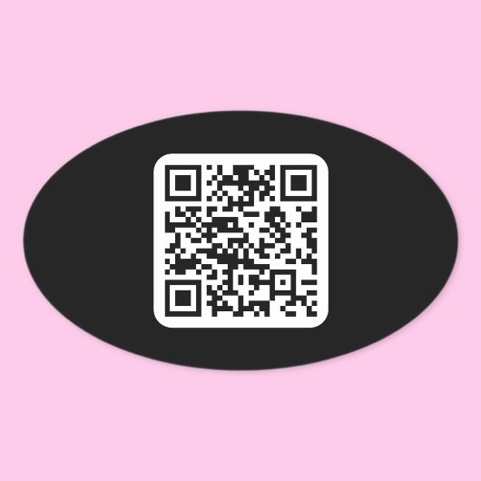 Bewerkbare moderne QR-code | Zwart wit of elke kle Ovale Sticker