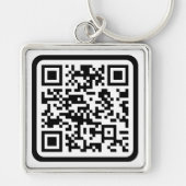 Bewerkbare moderne QR-code | Zwart wit of elke kle Sleutelhanger (Voorkant)